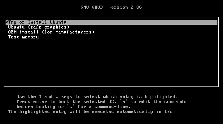 Ubuntu 系统安装菜单